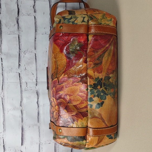 Patricia Nash " Benvenuto" Floral Distressed Leather Tote/Shoulder Bag - Picture 7 of 13